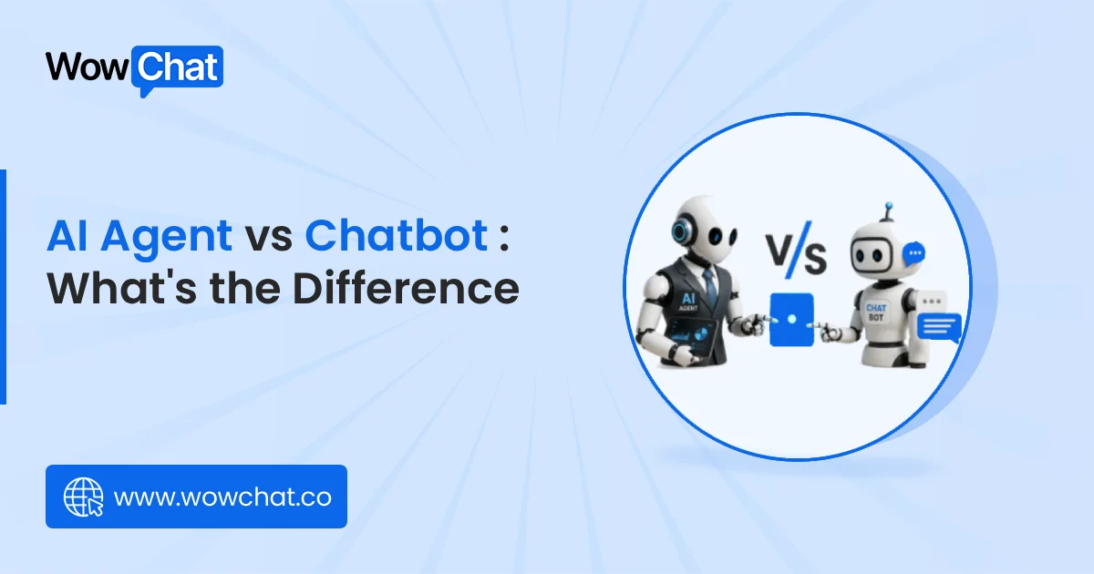 Visual comparison of an AI agent and a chatbot highlighting their key differences and capabilities
